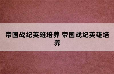 帝国战纪英雄培养 帝国战纪英雄培养